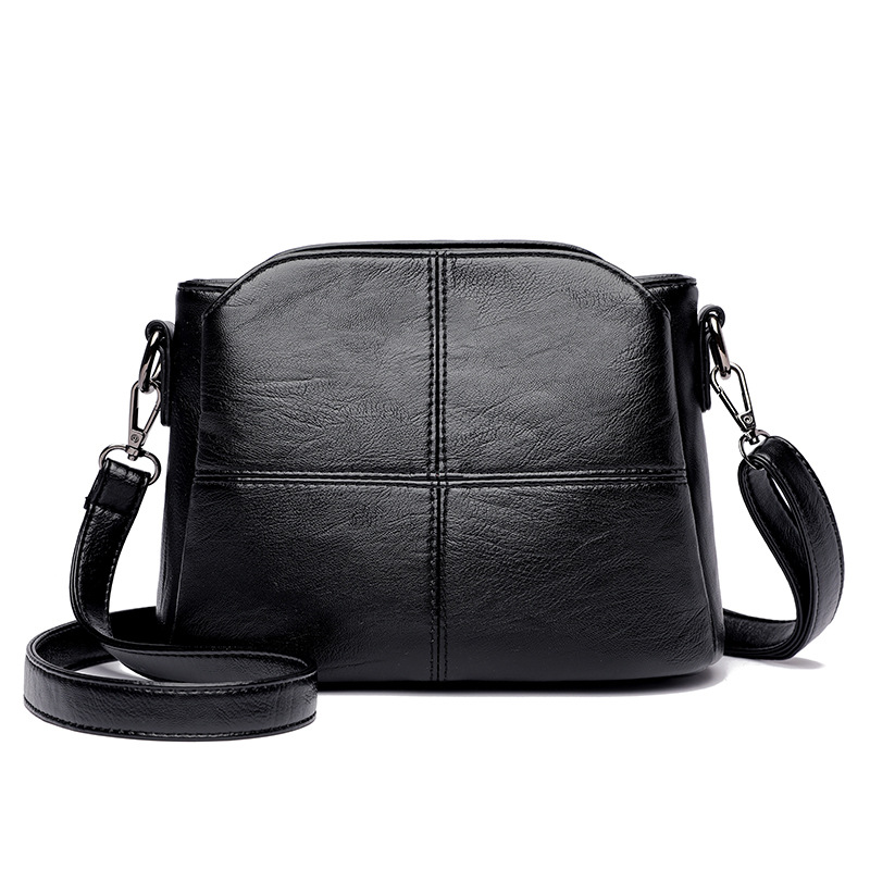 Vintage Women's Soft PU Leather Shoulder Bag Square Solid Color Crossbody Middle Aged Female New Large Lady Messenger Bags