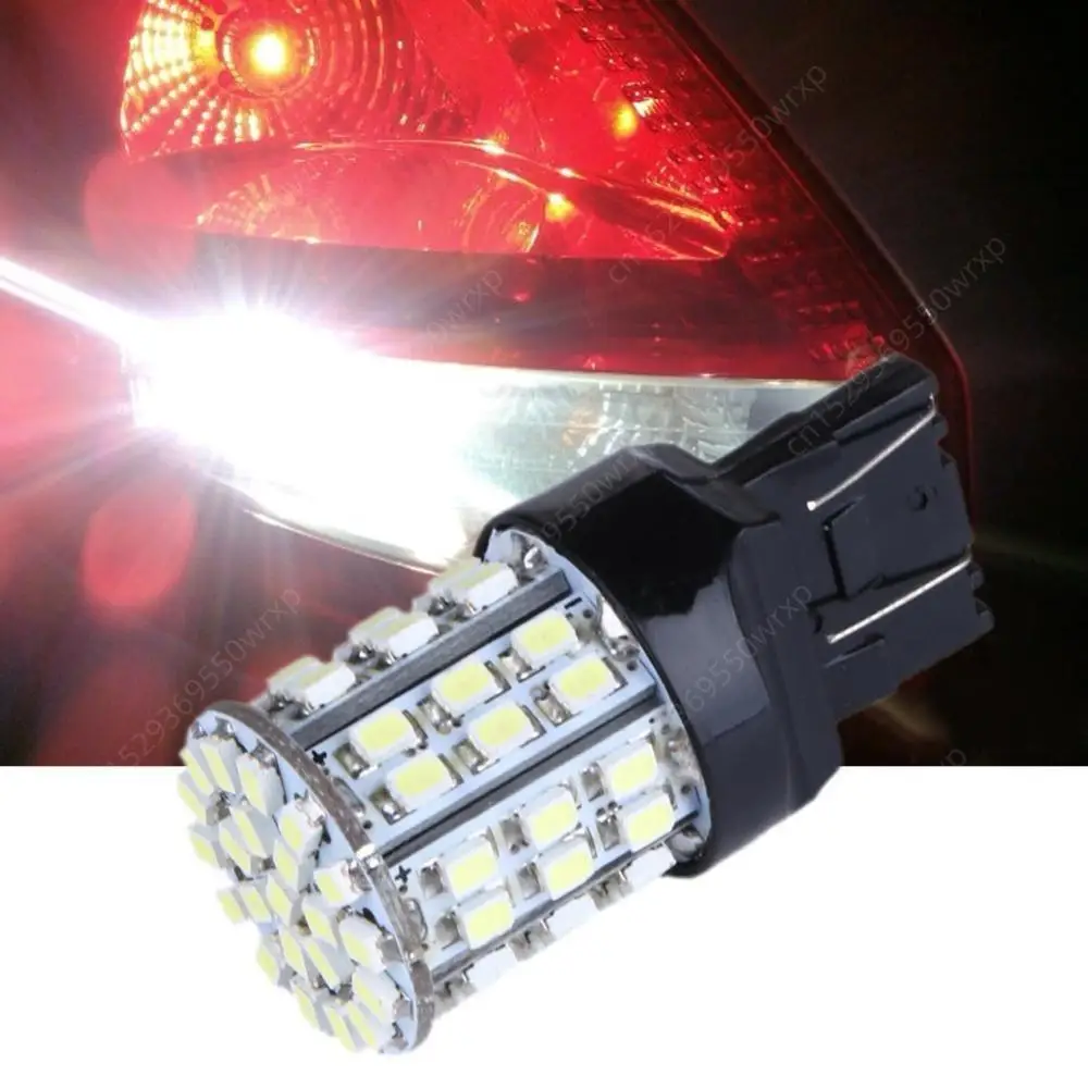 7443 2-8pcs W21W T20 7440 LED 64-SMD 1206 LED for Car Bulbs 12V Brake Signal Lamp Brake Reverse Parking Light 64-SMD White smile