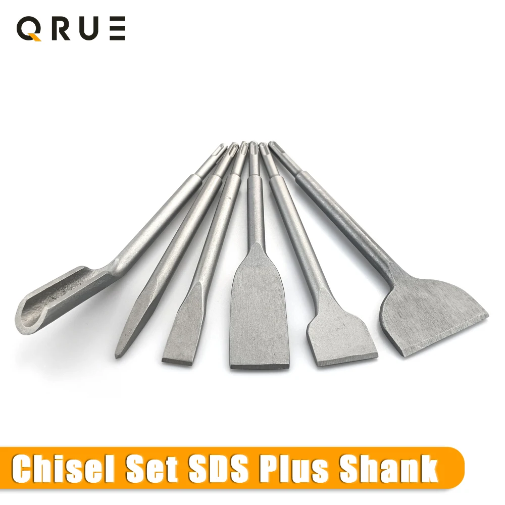6Pcs Electric Hammer Chisel new Set SDS Plus Shank Drill 2025 Bit Point Groove Gouge Flat Masonry Tools for Concrete Brick Wall Rock