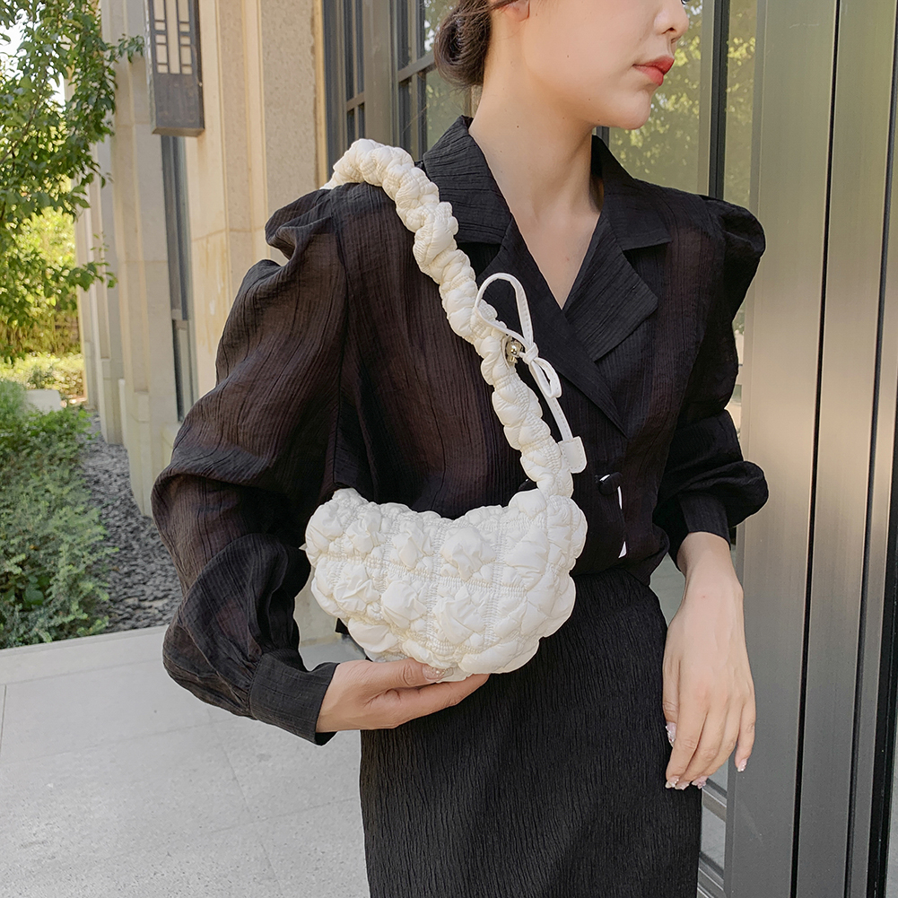 Fashion Pleated Cloud Bag Designer Ruched Shoulder Handbag Luxury Nylon Quilted Padded Crossbody Bag for Women Female Hobo Bags