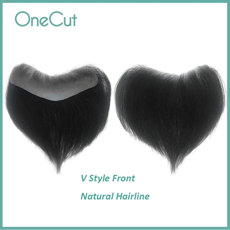 V Style Front Men Toupee Natural Hairline 100% Human Remy Indian High Quality Men Capillary Prosthesis Replacement Systems Unit