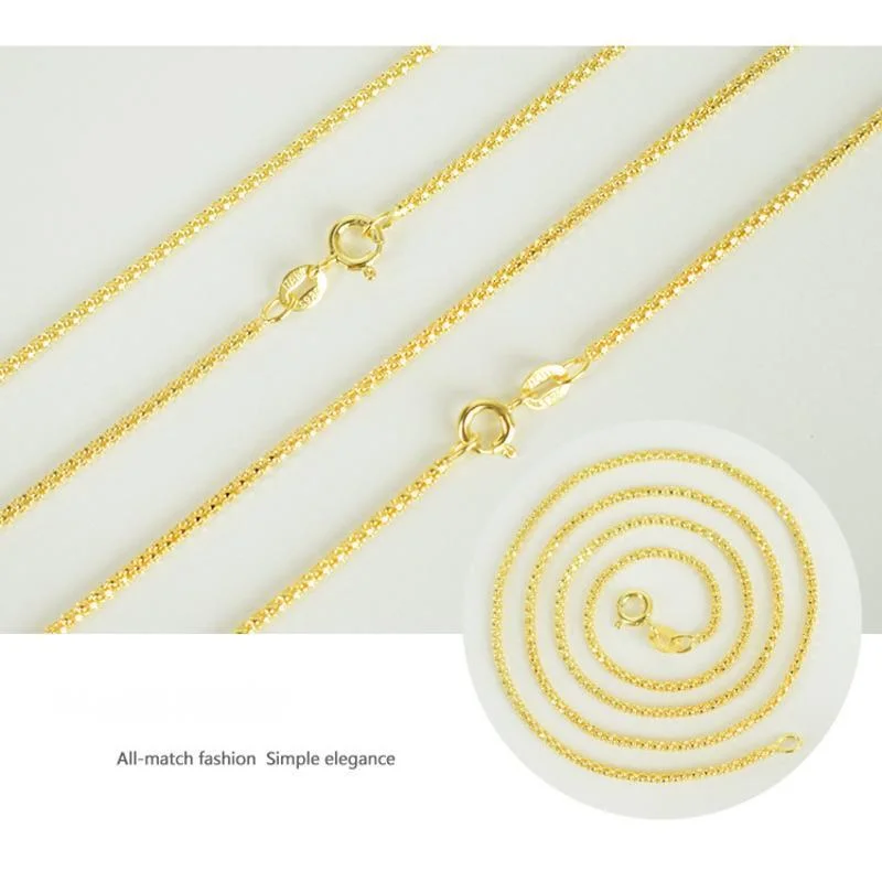 40-60cm 1.6mm Real 925 Sterling Silver Gold Color Maize Chain Necklace Women Girl Men Jewelry Colar Collier Collares Mujer Kolye