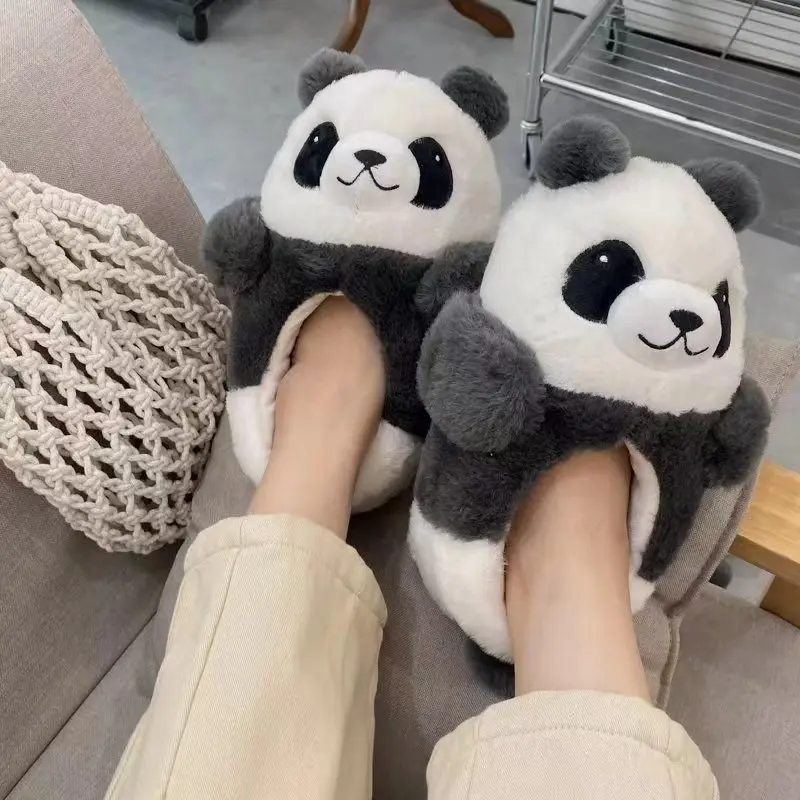Kawaii Panda Slippers Lovers Womens Man Bedroom At Home Warm Winter Lovelys Bear Shoes For Girls Boys