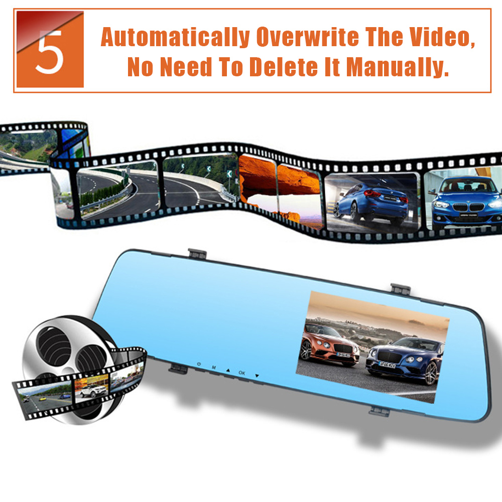 Mirror Dashcam Full HD Cycle Recording Car DVR Dash Camera Inch Electronics Rear View Dual Lens P