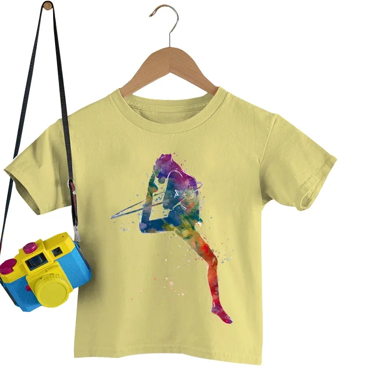 years Gymnastics Watercolor Kids Shirts Boys Girls Vintage Dance T Casual Children s Clothing