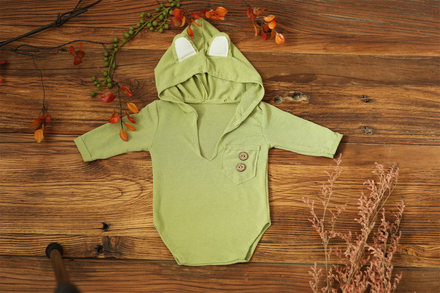 1 Set Soft Elastic Baby new hooded bodysuit Newborn Photography Props for Baby Photo Shoot Bebe 2025 Knit Sleeved Outfit Accessories