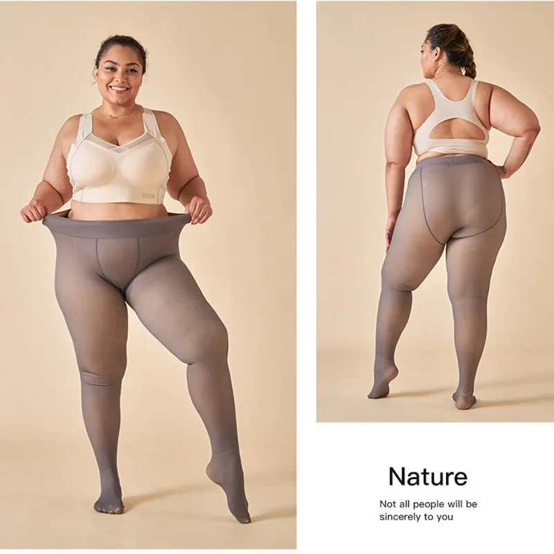 Women's Warm Large Size Tights For Winter Elastic High Waisted Fleece Insulated Leggings Thermal Stockings Woman Sexy Pantyhose smile