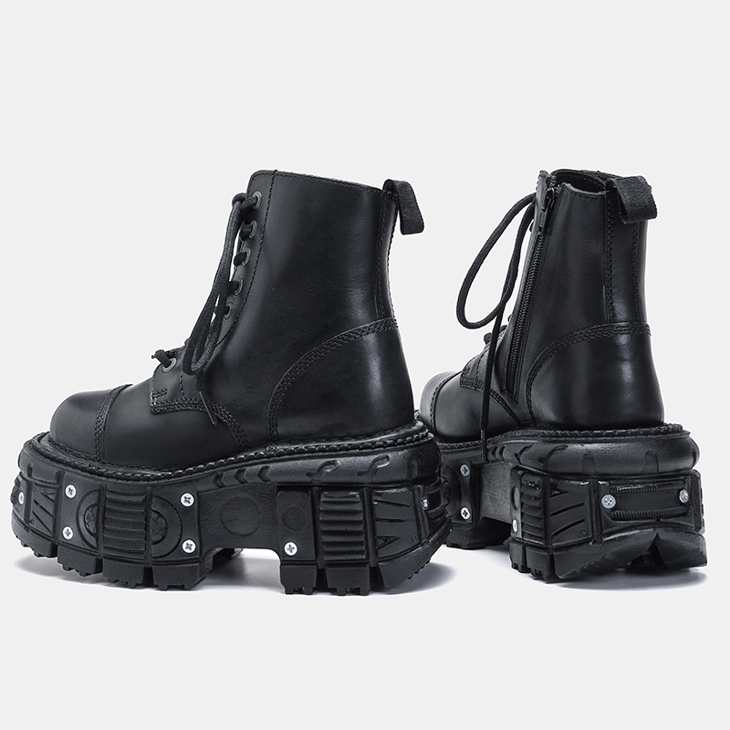Chunky Platform Punk Style Sneakers Women Casual Metal Decoration Flat Shoes Gothic Dark Thick Bottom Lace Up Tennis Sneakers