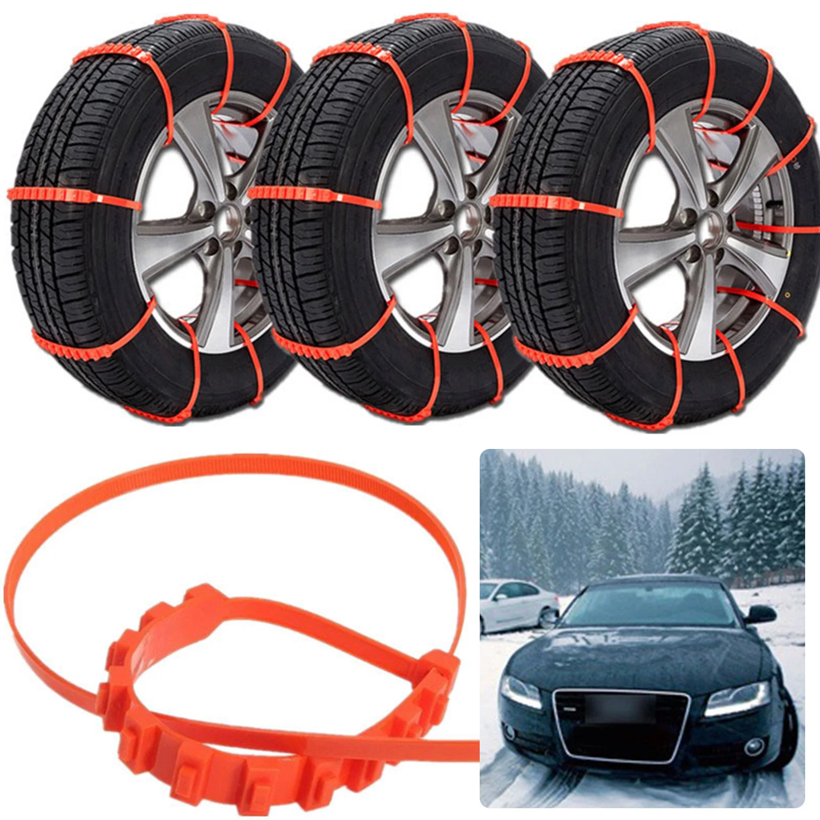 20/40Pcs Chains Winter Snow Anti Slip Cable Ties for Car Truck Wheel Tyre Double Grooves Anti-Skid Chain