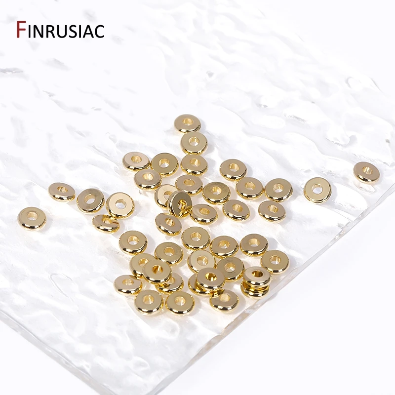 50PCS 3/4/5/6mm 14K Real Gold Plated Brass Spacer Beads For Jewelry Making High Quality Loose Beads To Make Bracelet Accessories