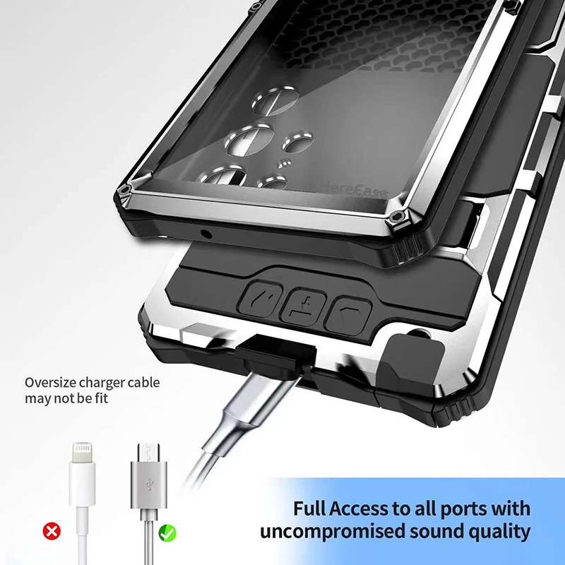 Red Armor Shockproof Protective Case for Samsung galaxy S24 S23 S22 S21 Ultra S20 Plus Note 20 A32 5G Aluminum Metal Cover