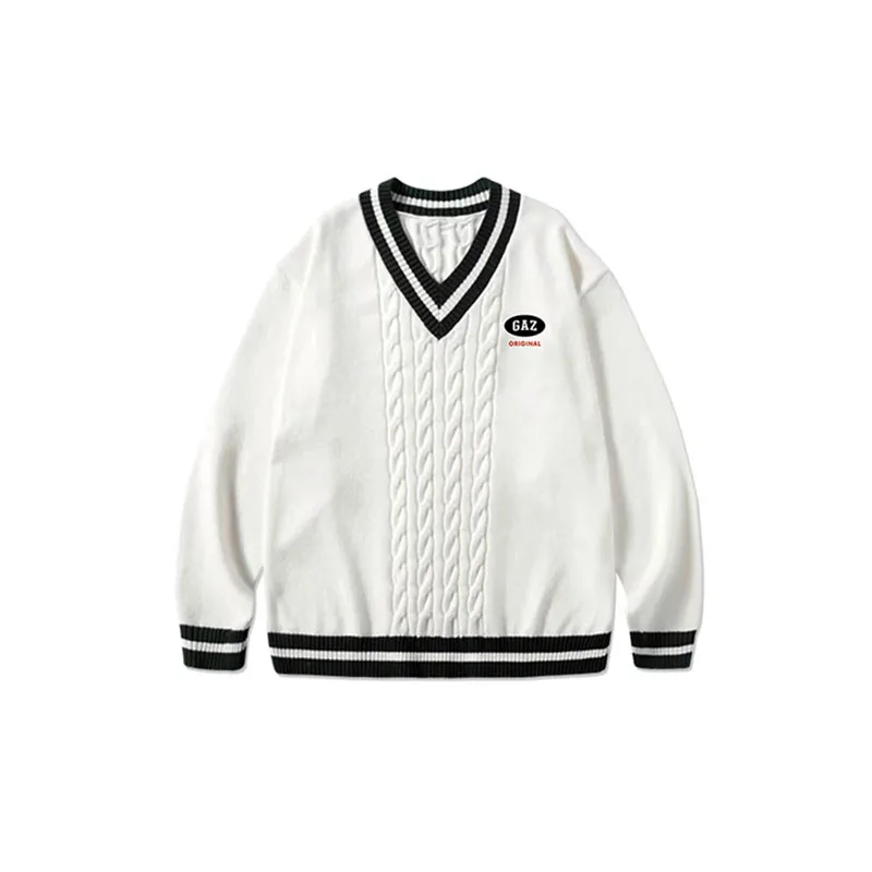 Deeptown Korean Style Oversize Sweaters Women Vintage V-neck Knitted Pullovers Female Preppy Look Japanese School Uniform Jumper