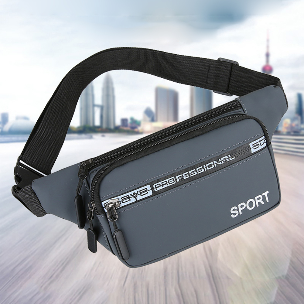 Outdoor Sports Bag Waterproof Running Jogging Belt Pouch Zipper PU Leather Portable Unisex for Hunting Climbing Camping