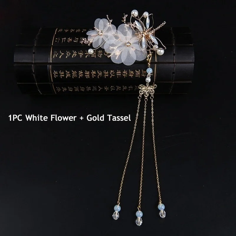 1 Pc Elegant Classical Style Dragonfly Traditional HANFU Chinese Tassel Hairpin Headwear Hair Clips Hair Accessories for Women