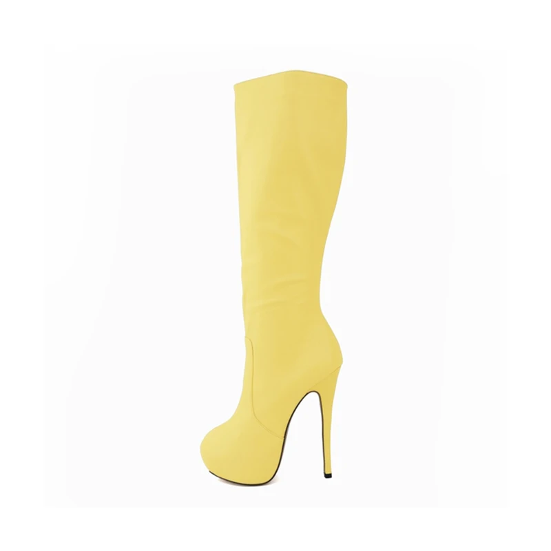 Women Boots Sexy 14cm Super High Matte Leather Round Toe High Heels Autumn Winter Over Knee Long Boots Red Women Shoes Plus Size
