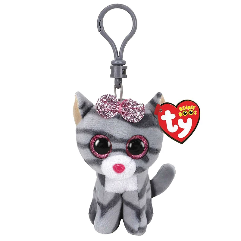 cm Ty Beanie Big Eyes Small Pendant Keychain Clips Mini Stuffed Plush Toy Doll Multicolor Cat Children Christmas Gifts