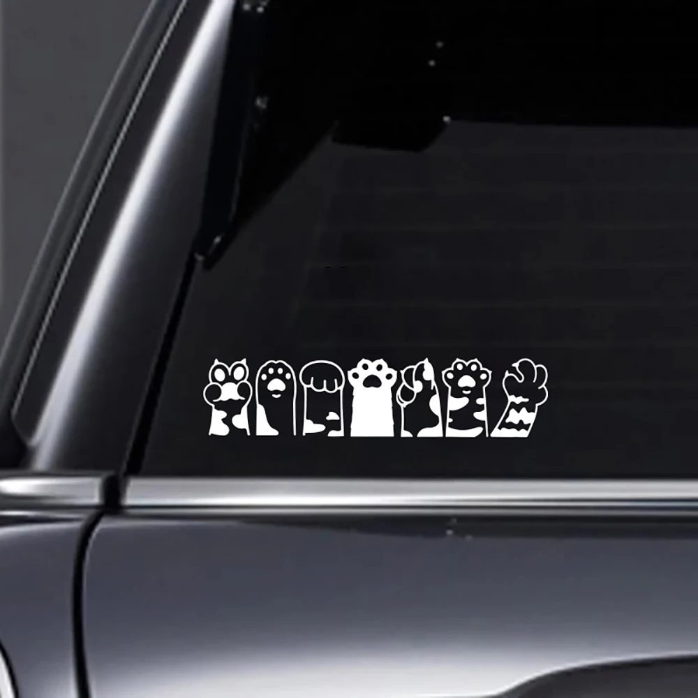 Cute Cat Paws Group Stickers Car Vinyl Decals Windows Bumper Fender Decor Accessories Self-adhesive Labels smile