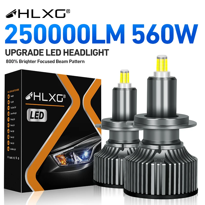 HLXG H7 LED Canbus 560W 360 Bi LED Headlights Lamps H3 H11 H8 H1 H3 6500K 9005 HB3 9006 HB4 9012 HIR2 H9 For Projector Lens