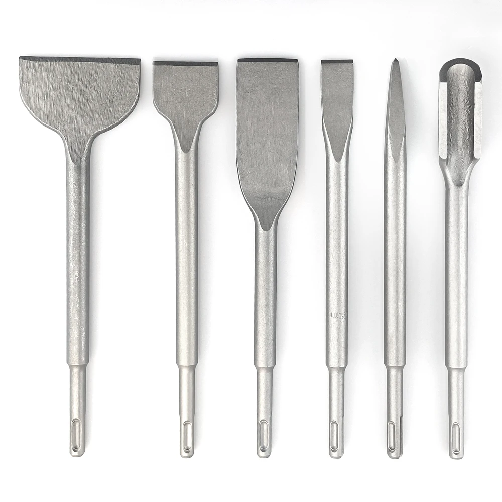 6Pcs Electric Hammer Chisel new Set SDS Plus Shank Drill 2025 Bit Point Groove Gouge Flat Masonry Tools for Concrete Brick Wall Rock
