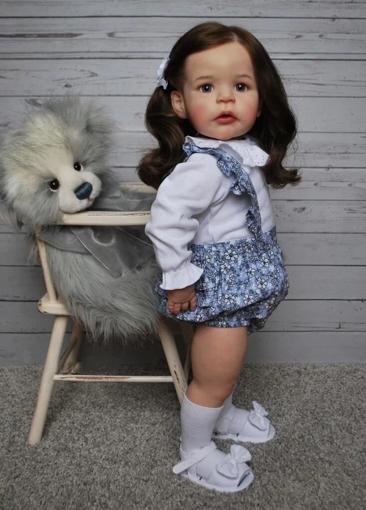 NPK 24inch Reborn Toddler Girl Doll Already Painted Finished Sandie Popular Lifelike Soft Touch 3D Skin Art Doll
