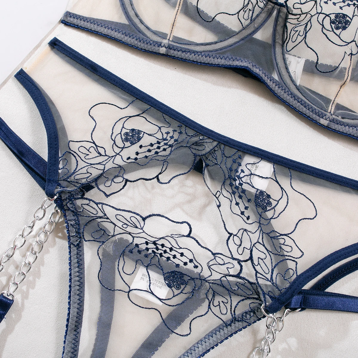 Ellolace Floral Erotic Lingerie Fantasy Underwear Hot Sexy Lace Transparent Embroidery Push Up Bras Luxury Intimate Sets