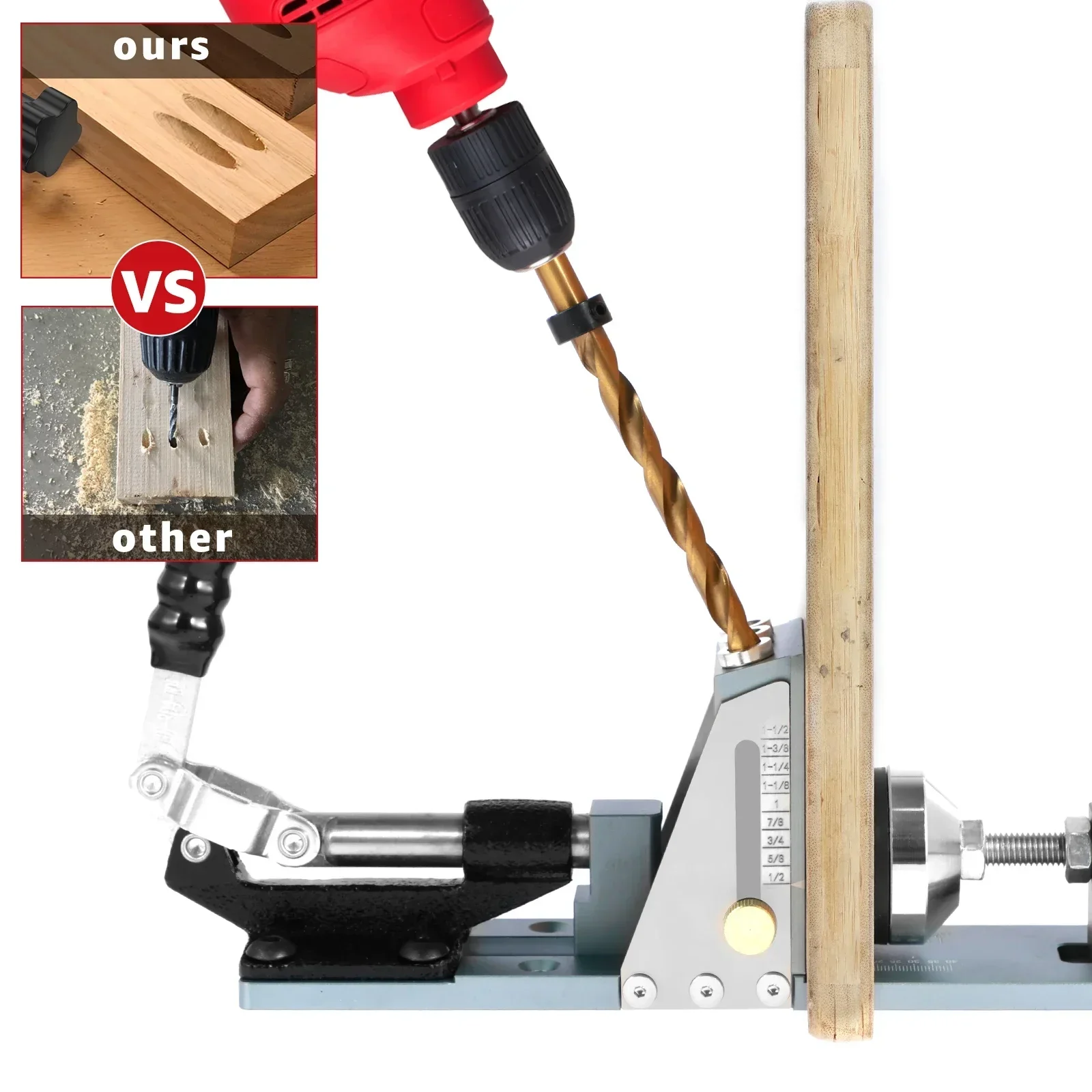 Pocket Hole Jig Kit Adjustable Aluminum Alloy Pocket Screw Jig Drill Guide Multifunctional Woodworking Dowel Jig Kit Precise