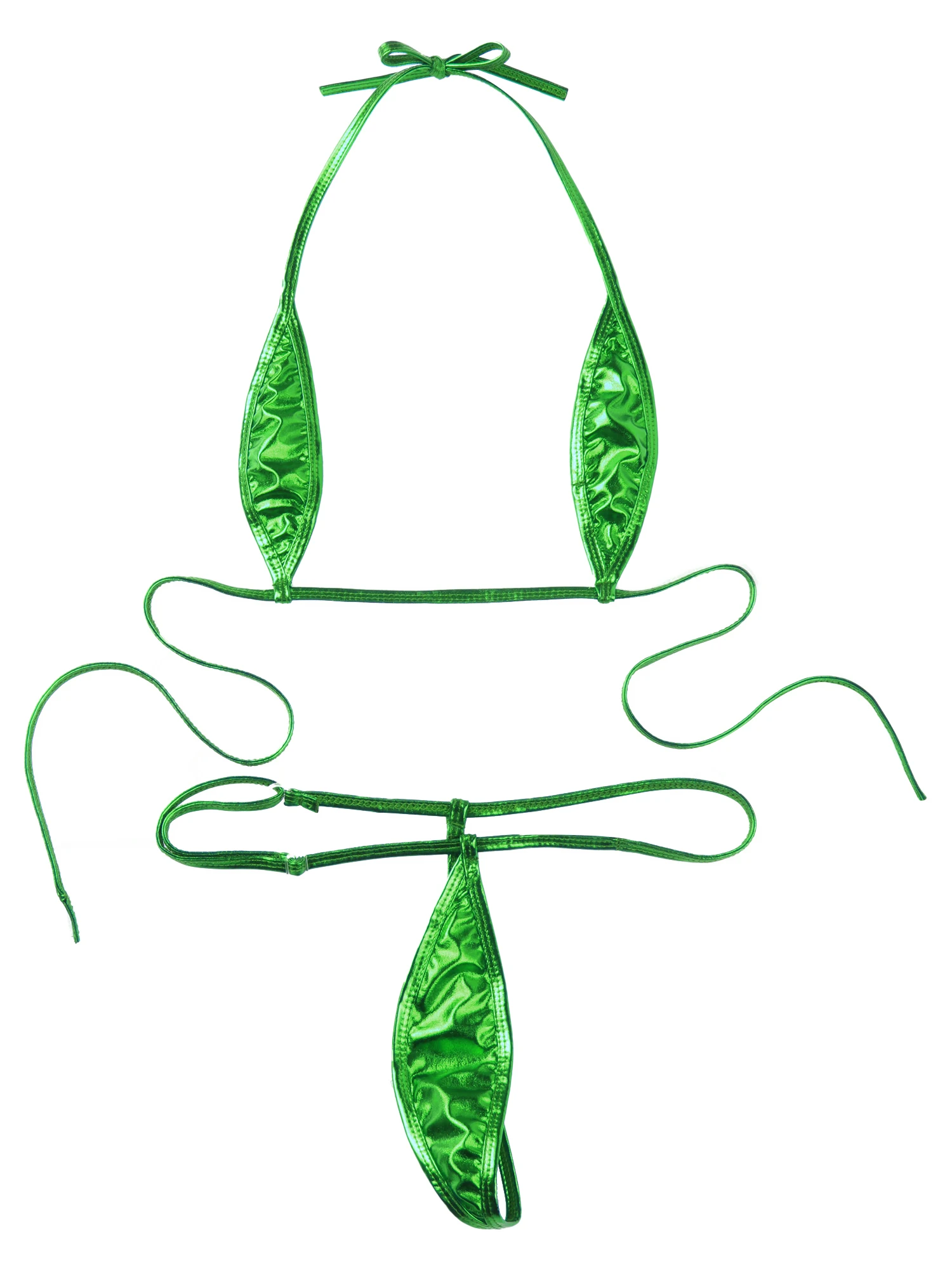 Sexy Womens Glossy Brazilian Micro Mini Bikini Set Lingerie Swimwear Swimsuit Bikini Bra Top with G-string Thongs Underwear 77ec6 a91ad