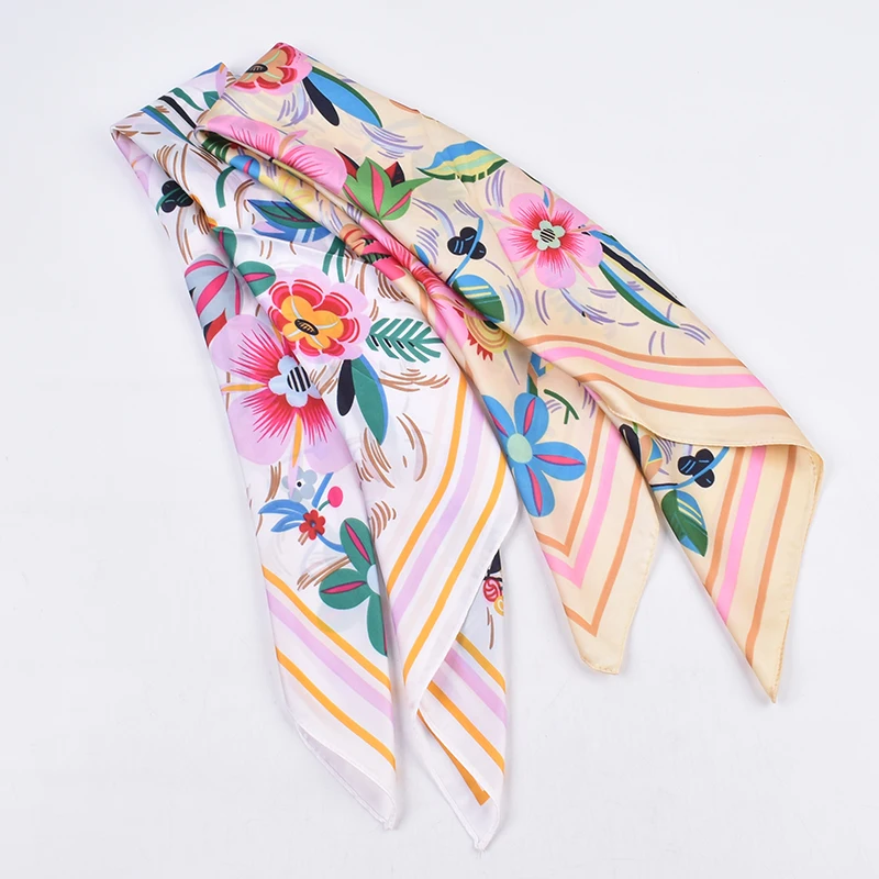 Plant Flower Women's 70 Square Scarf, Small Silk Scarf, Sun Protection, Breathable Scarf, Headband