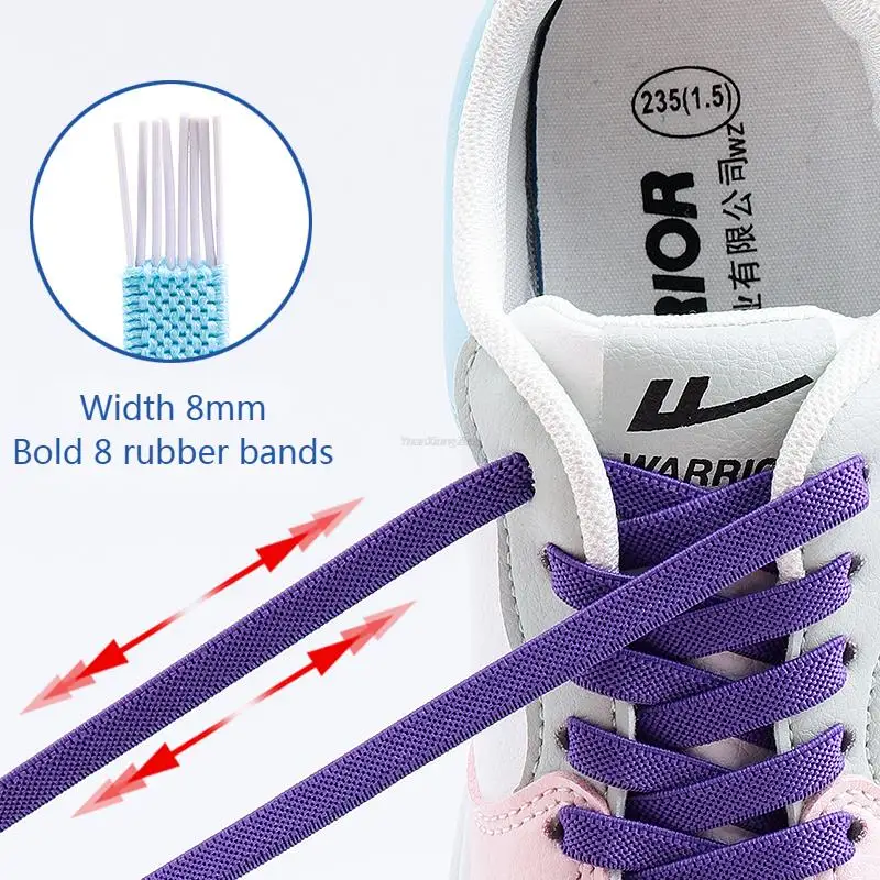 Magnetic Lock Shoelaces without 2025 ties Elastic Laces Sneakers No Tie Shoe laces Kids Adult 8mm new Bold Flat Shoelace Rubber Bands