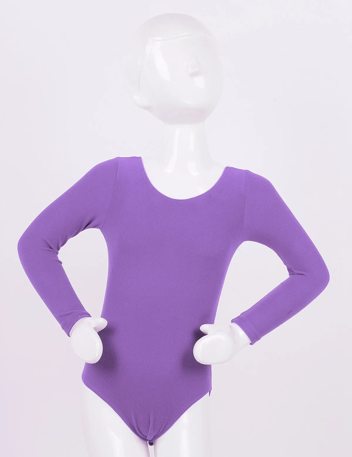 Girls Long Sleeve Gymnastics Leotard Bodysuit Mock Neck Ballet Leotard Kids Practice Stage Dance Costume