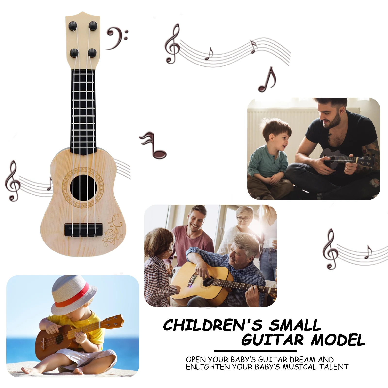 Kids Small Guitar Musical 2025 Toy Mini Classical Ukulele new Guitar Toy Lightweight Party Supplies Adjustable for Children Holiday Gifts