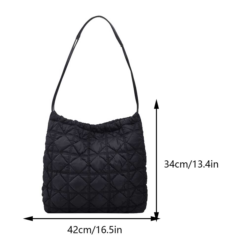 Women Diamond Quilted Bucket Bag Casual Pleated Cloud Bag Drawstring Padded Shoulder Bag Crossbody Sling Bag Girl Stylish Bag