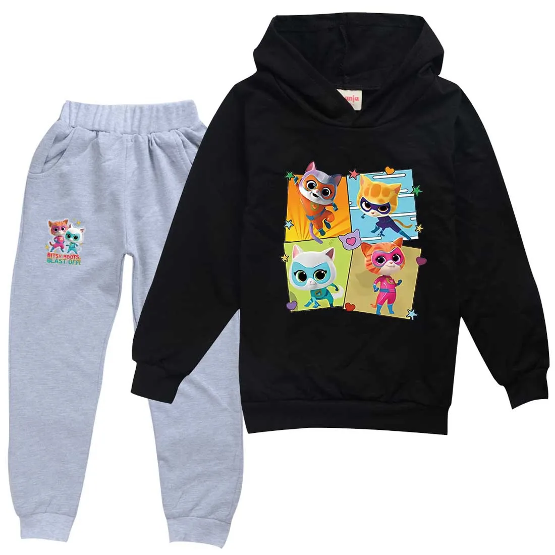 2024 Newest Game Superkitties Hoodie Kids Long Sleve Sweatshirts Loose Pants 2pcs Sets Boys Casual Clothes new Baby 2025 Girls Sportsuit