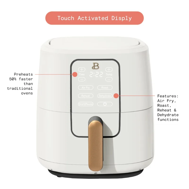 Beautiful 6 Quart Touchscreen Air Fryer, White Icing by Drew Barrymore