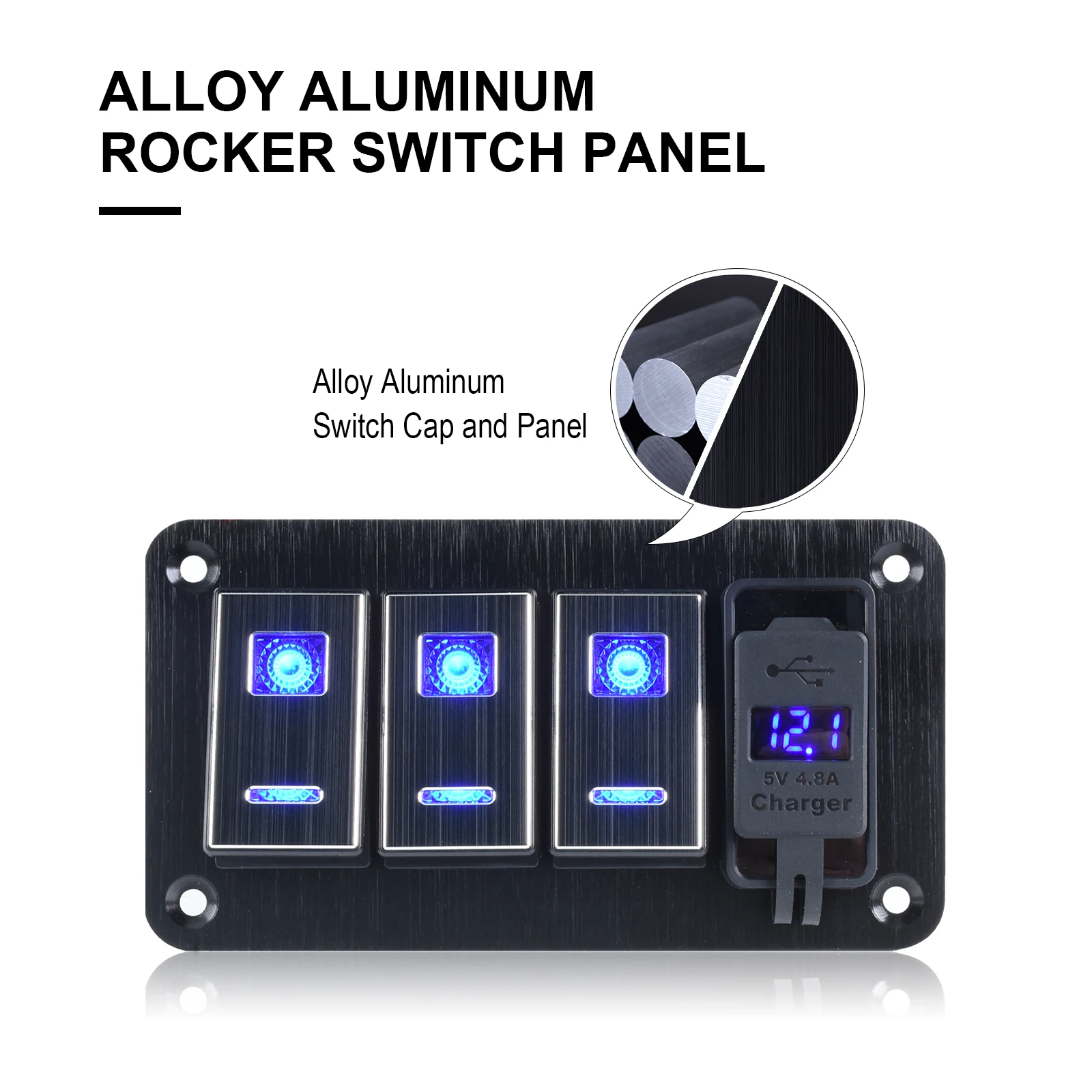 7gang toggle panel Dual USB car marine LED rocker switch 12V24V waterproof digital voltmeter suitable for camper truck RV