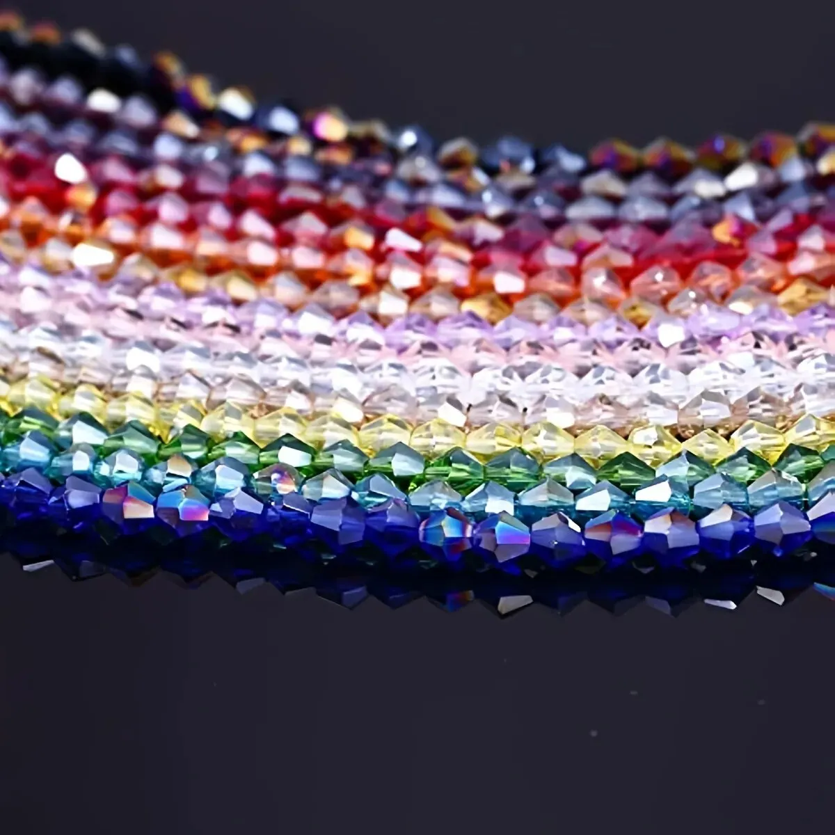 15 Colors 3000pcs 4mm Faceted Bicone Crystal Glass Beads-for Jewelry Making, Suncatcher Handmade Crafts, DIY Bracelets Necklaces