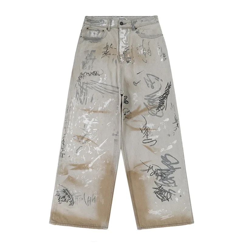 Graffiti-painted 2025 new printed jeans