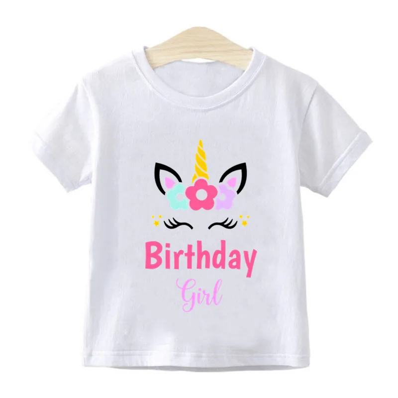 Cute Magic Unicorn Birthday Baby Girls T shirt Kids Clothes Harajuku Casual Tops Summer Short Sleeve O-Neck Children T-shirts