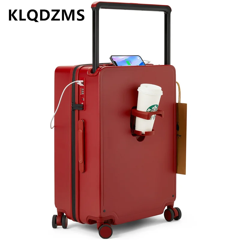20"24"26 Lage Inch KLQDZMS New Wide Trolley Boarding Box Multifunctional Portable Trolley Case with Wheels Rolling Suitcase smile