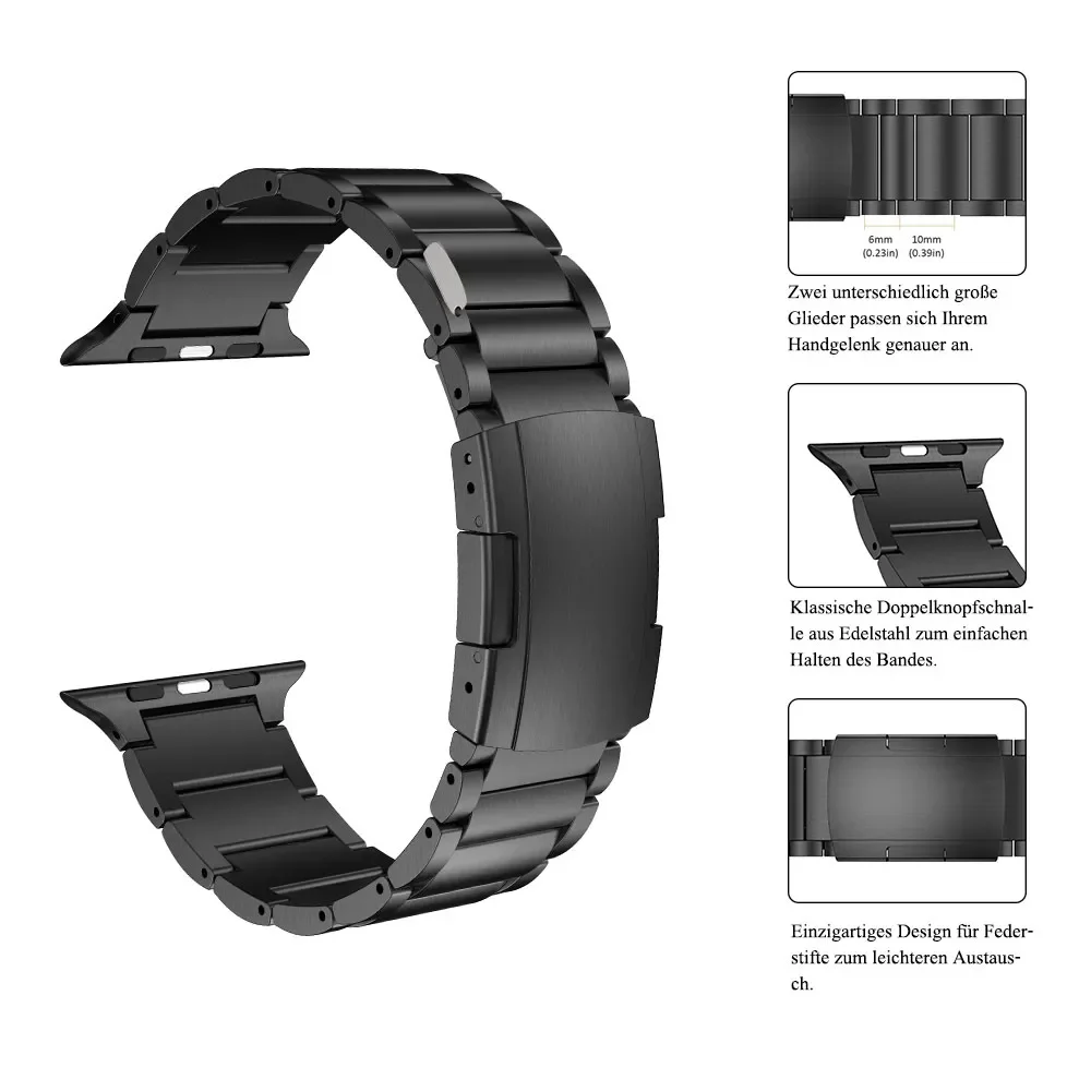 Correa de titanio para Apple Watch, banda de Metal de lujo para iWatch 9 Ultra 2, Series 9, 45mm, 41mm, 44mm, 8, 7, 6, 5, 4, 3, SE, 42mm, 40mm, 38mm