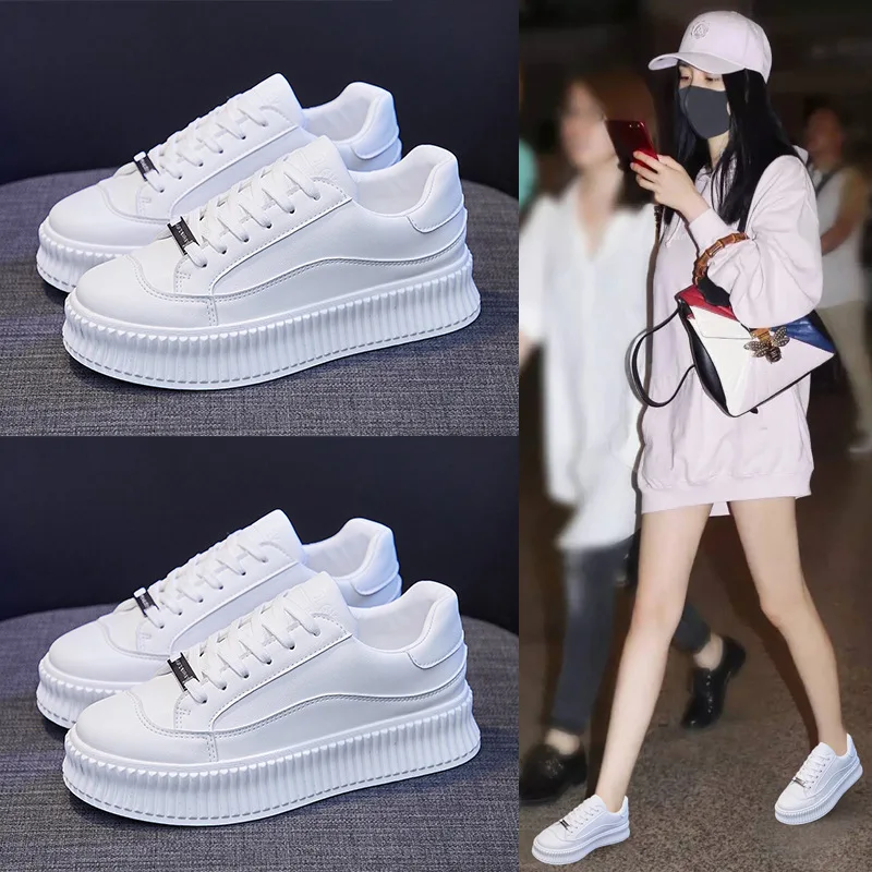 2023 Couple Ins Korean Version of The White Shoes Women Autumn New Fashion Platform Sneakers Casual Running Shoes Male Zapatos