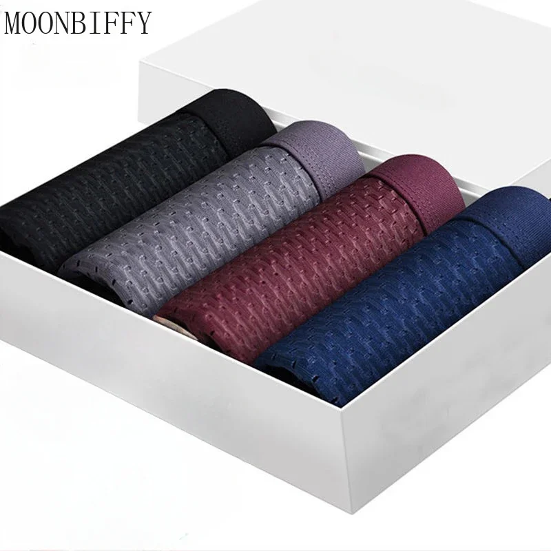 pc Men Panties Male Underpants Man Shorts Boxers Underwear Slip Homme Calzoncillos Bamboo Hole Breathable Large Size No Box