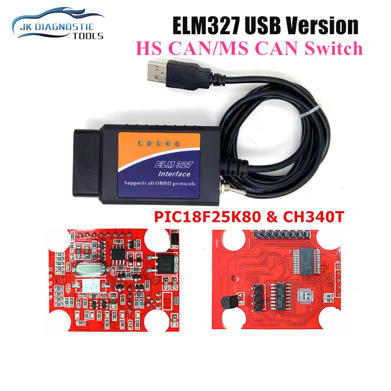 ELM327 V1.5 USB Switch With 2025 PIC18F25K80 & CH340 DOUBLE new Chip For HS MS CAN ELM 327 Code Reader Diagnostic Scanner Tools