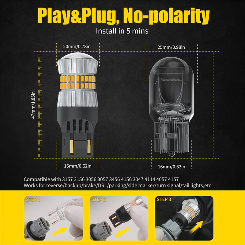 1Pcs Car LED Bulb 3156 P27W T25 3157 SMD High Power 12V LED Signal Light Canbus No error Auto Reverse Rear Super Bright Lamps