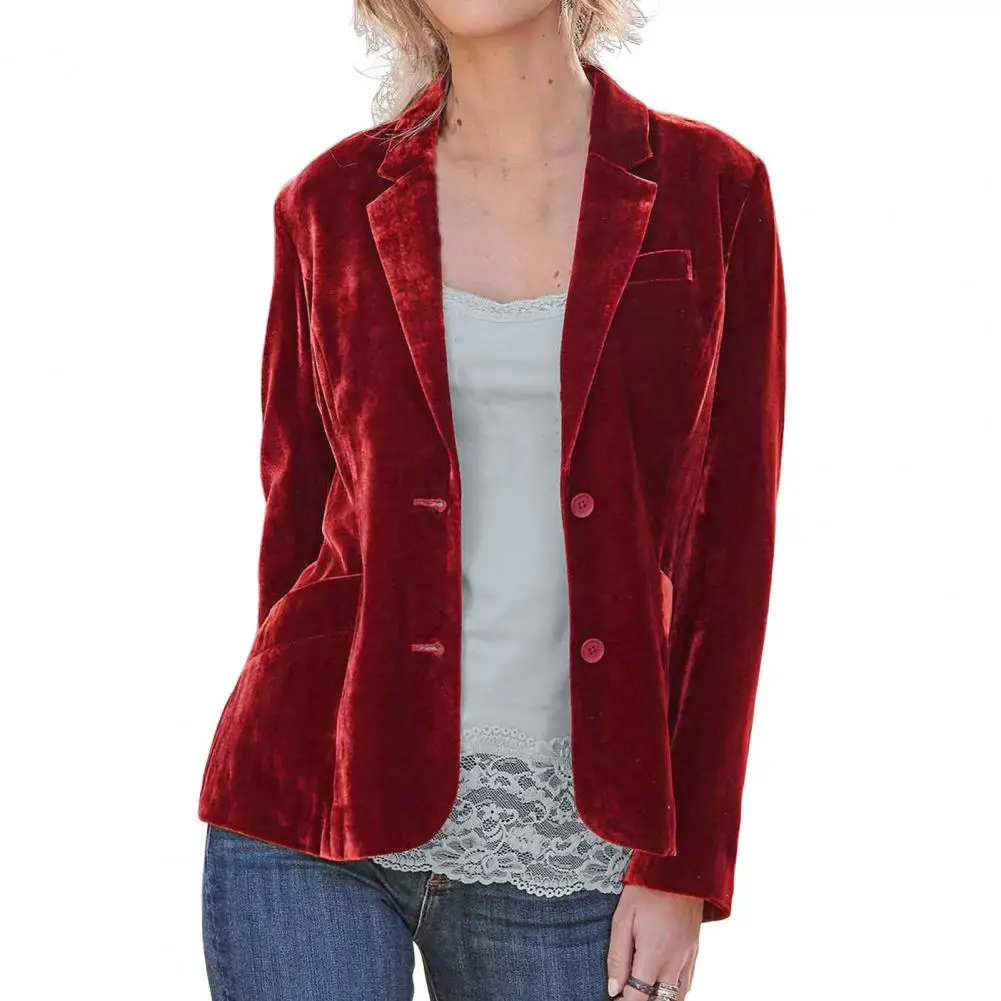 Vintage Blazer Women Office Lady 2025 Blazers Coats Solid Color Long Sleeve Veet new Warm Loose Autumn Suit Jackets for women chaquetas