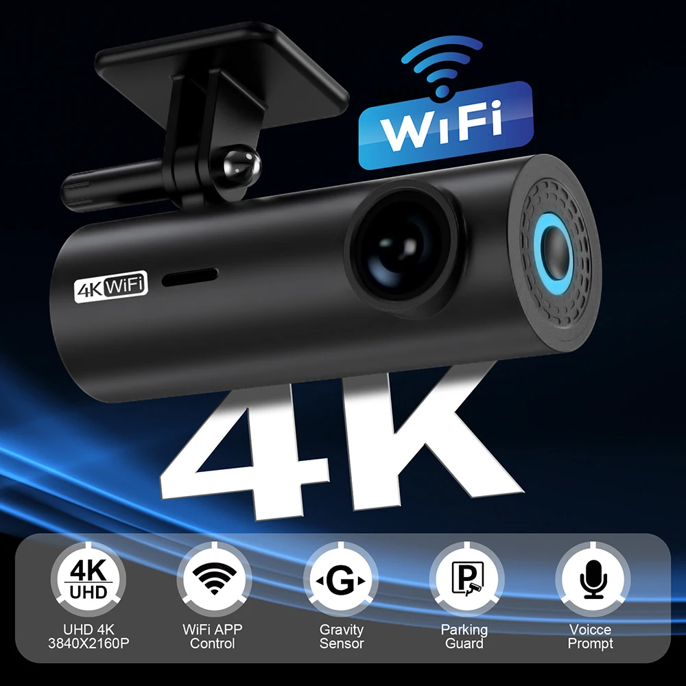 NMHJIE Car DVR WiFi UHD Dash Cam 4K for Car Surveillance Cameras Video Recorders 3840*2160P Dashcam 24H Parking Monitor
