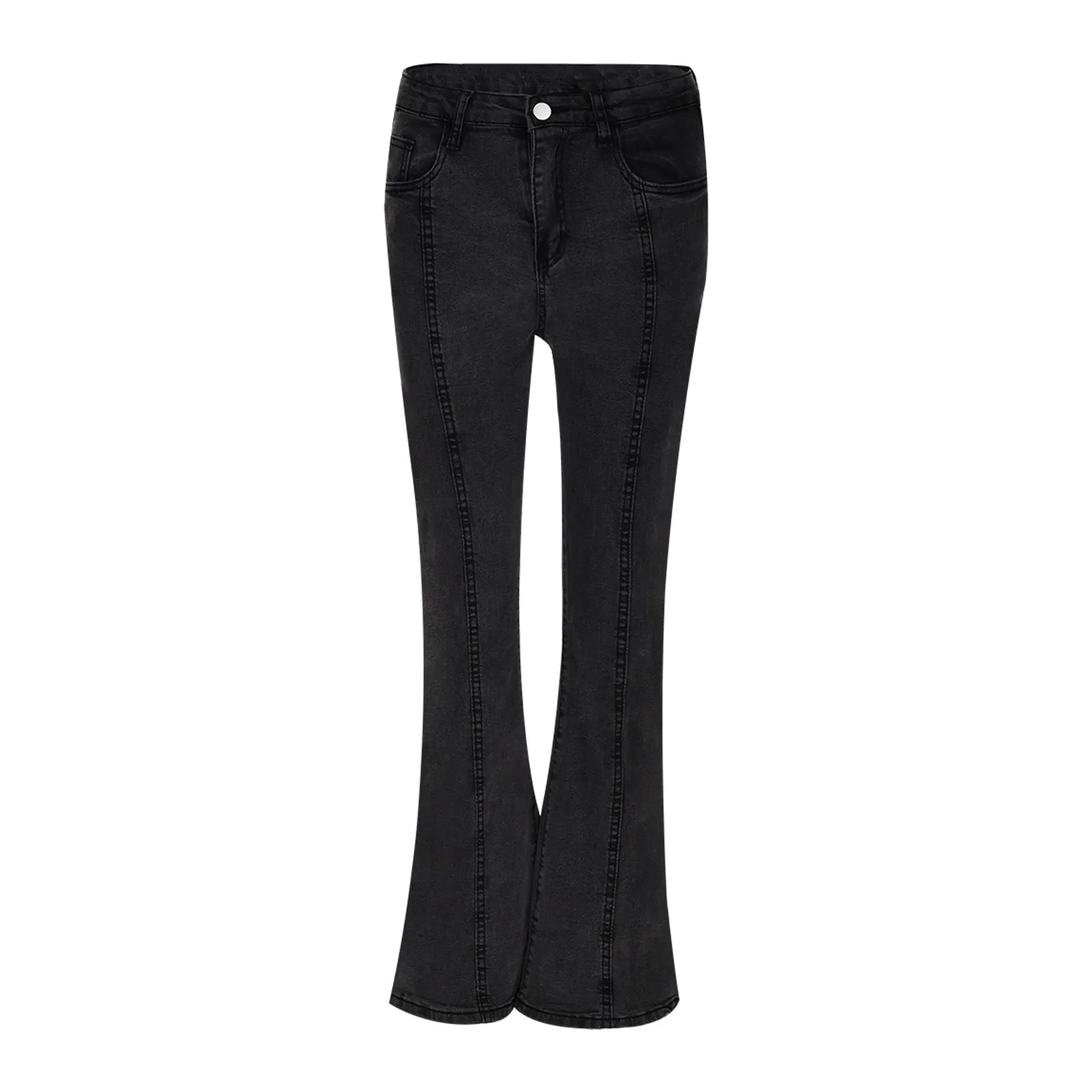 Skinny Flared Pant Jeans Women High Waist Retro Micro Pear Shape Shows Thin Trouser Denim Pants S