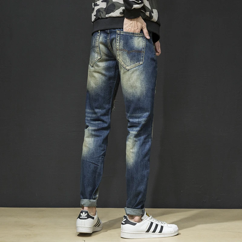 Men's Jeans Denim new Design Slim Fit Broken Hole Trend Versatile Beggar 2025 High Street Young Hip Hop Party Plus Size Pants
