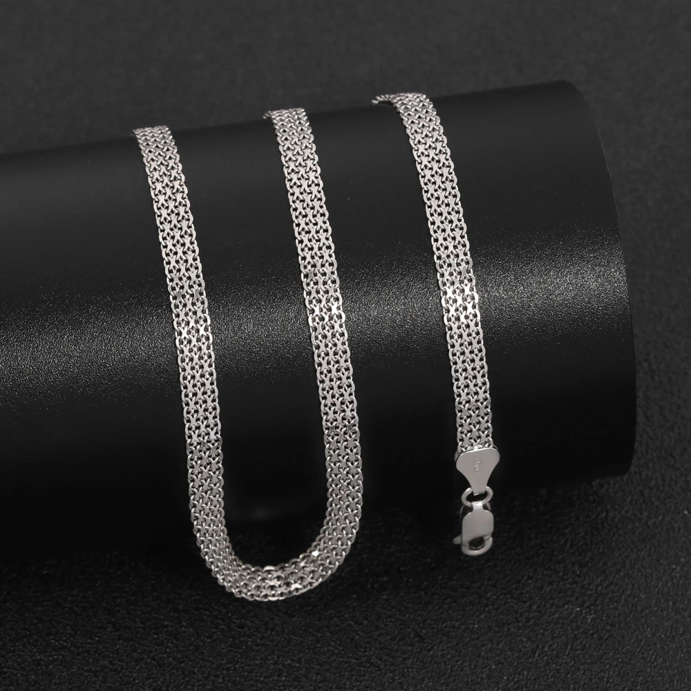 HOYON Real Solid S Sier Necklace MM CM Trendy Flat Tank Chain for Men and Women Sweater Neck Collar Jewelry Gifts