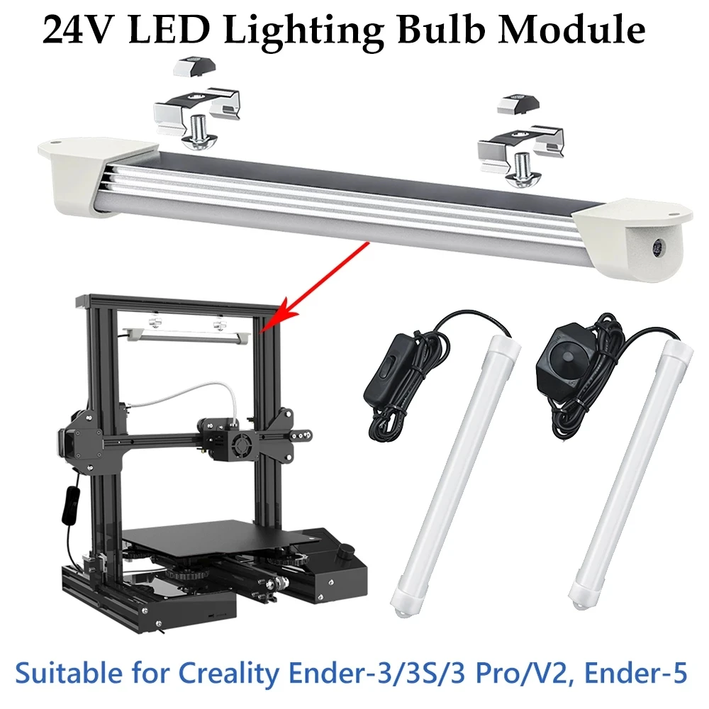 3D Printer LED Strip Light 24V 22cm Upgrade Lighting Bulb Kit for Creality Ender-3/3S/3 Pro/V2 Ender-5/5 Pro Printer Accessories